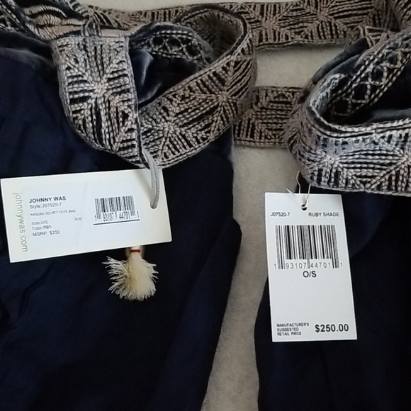 New Johnny Was Kasumi Embroidered Velvet Tote Bag - Picture 12 of 14